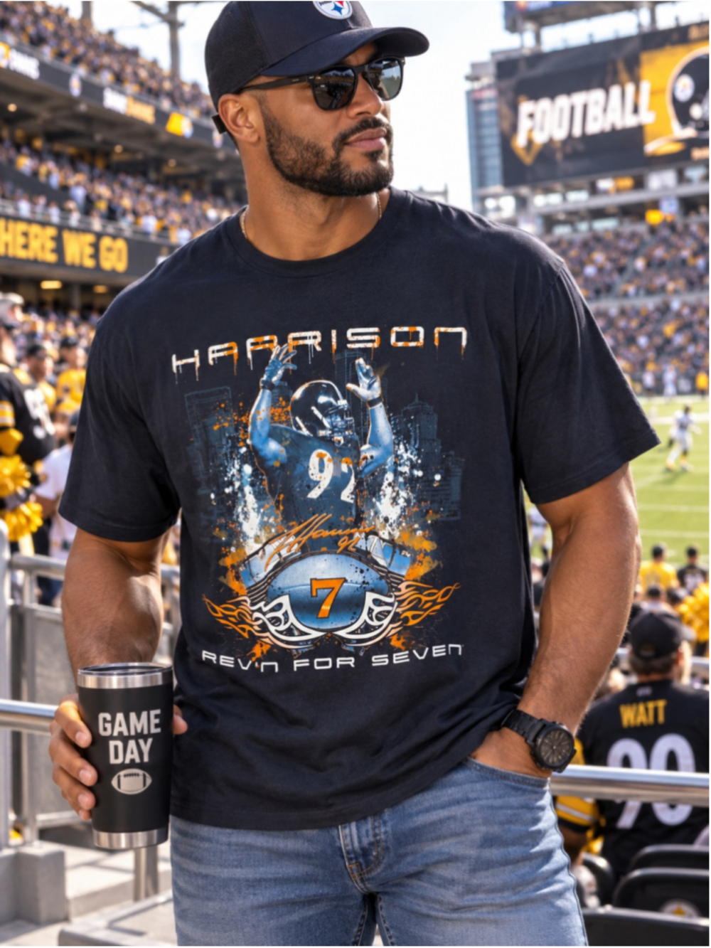 Vintage Pittsburgh Steelers James Harrison #92 Graphic T-Shirt Men’s NF Size XXL